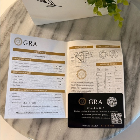 Women’s Fashion Pierced Earrings 1ct Moissanite Pink 18k Plated 6.5 MM GRA Inc - Picture 9 of 12